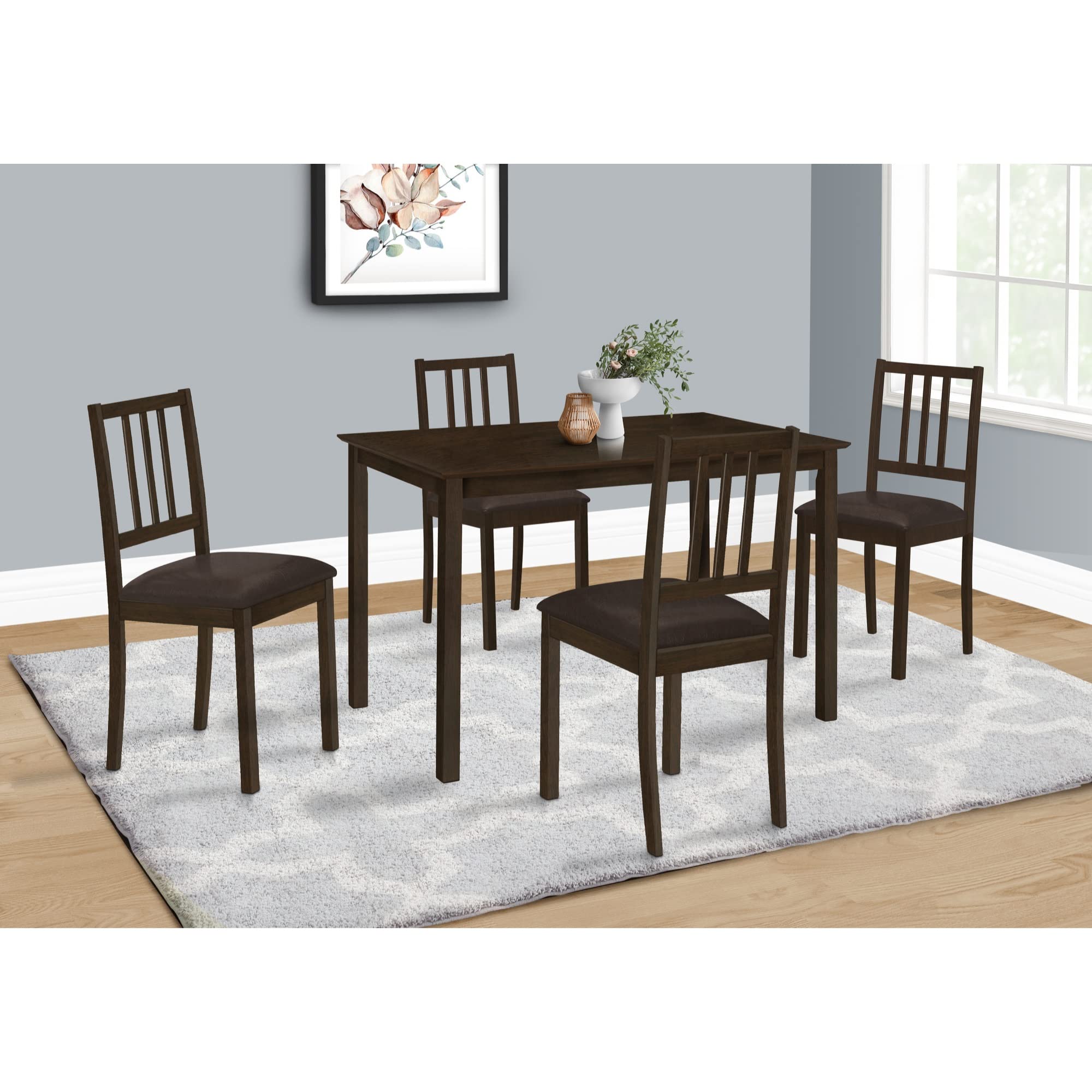 Monarch Specialties 1301, 48&Quot; Rectangular, Small, Kitchen, Room, Veneer, Wood Legs, Brown, Transitional Dining Table-30&Quot;X 48&Quot; Espresso, 47.25&Quot; L X 29.5&Quot; W X 30&Quot; H