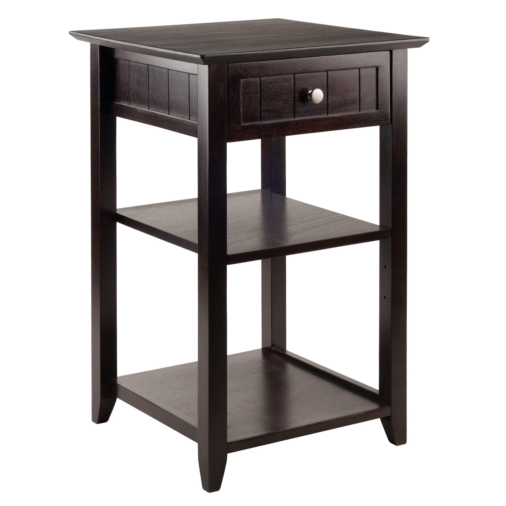 Ergode Wood Burke Home Office Printer Stand | Cottage Style Design | Adjustable Center Shelf | Ample Storage Space | Dark Coffee Finish | 19.84" W x 19.84" D x 31.1" H (23121-VV)