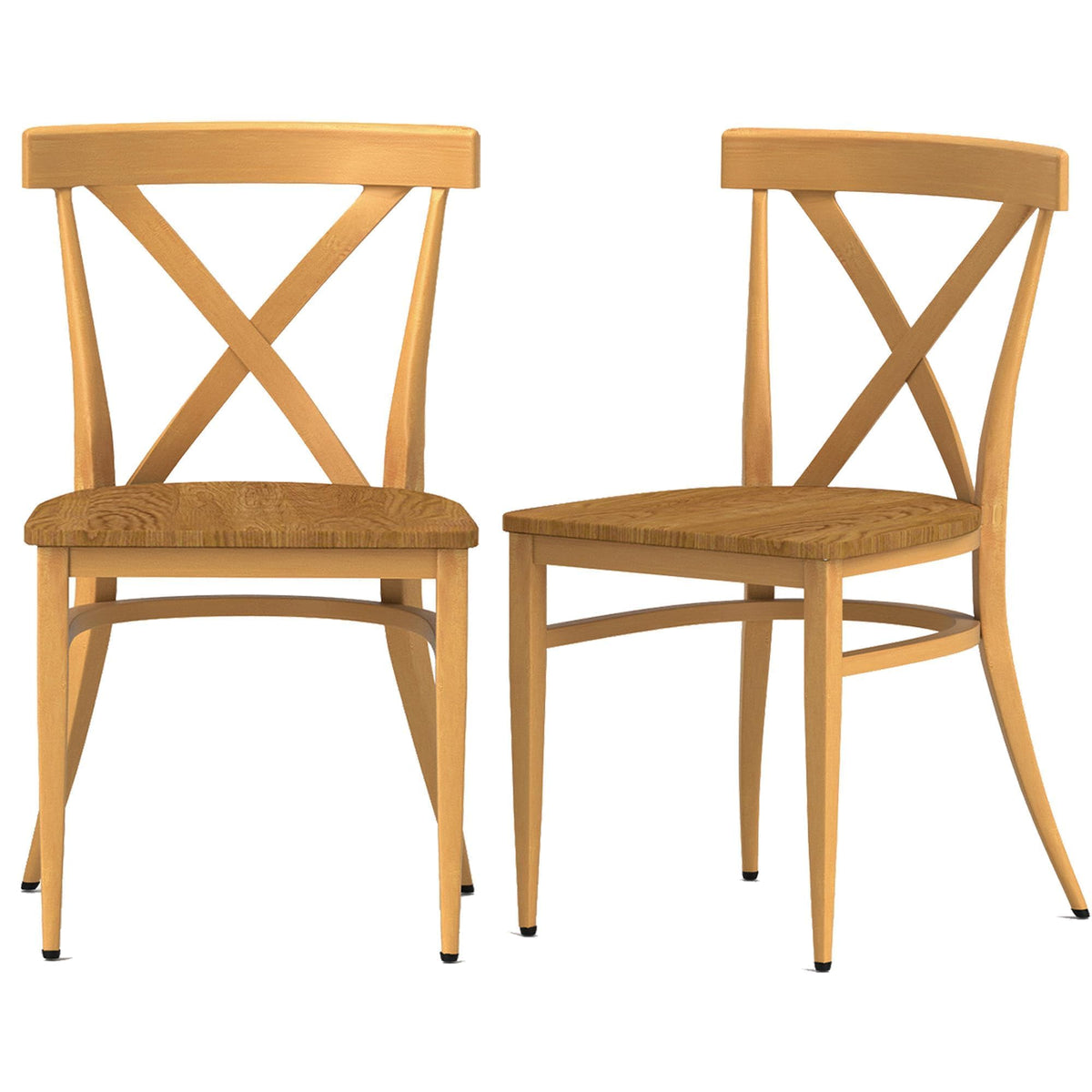 Luckyermore Heavy Duty Metal Dining Chair Set Of 2, Commercial Stackable Chair With Wood Seat, Metal Frame, 450 Lbs Capacity, Fo