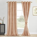 DWCN Extra Long Velvet Curtains - Luxury Tieable Room Darkening Grommet Curtains & Drapes Warm Soft Texture Privacy Noise Absorb