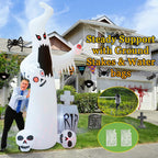 Hopoco 12 Ft Halloween Inflatables Outdoor Halloween Blow Up Yard Decorations Horror White Ghost With 3 Skull Heads Bleeding Eye