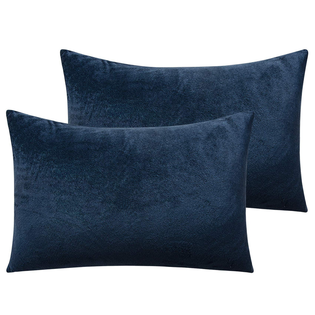 Ntbay Velvet Soft Solid Color Zipped Toddler Pillowcases, 2 Pack Cozy Luxury Zippered Plush Travel Pillow Cases, 13X18 Inches, N