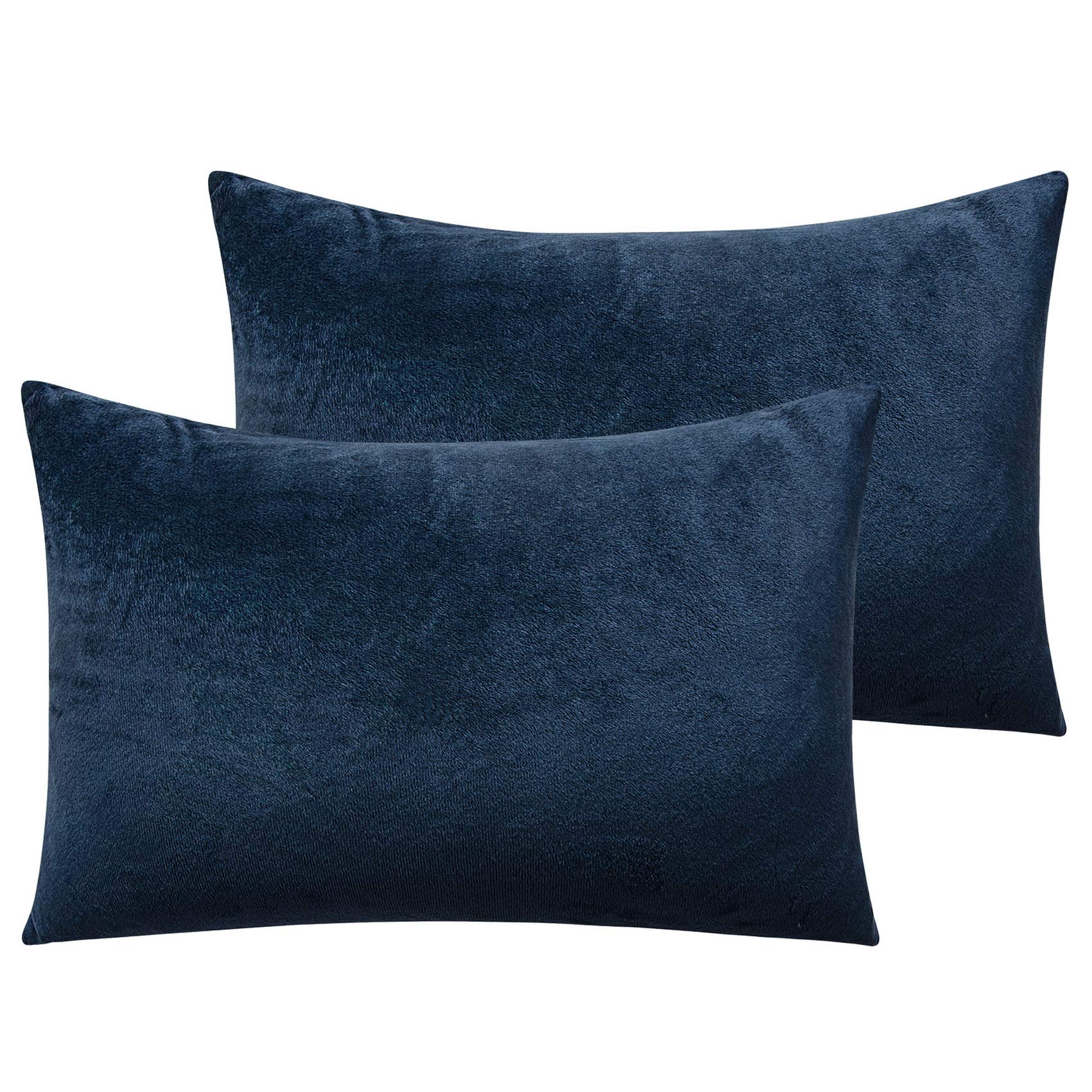 Ntbay Velvet Soft Solid Color Zipped Toddler Pillowcases, 2 Pack Cozy Luxury Zippered Plush Travel Pillow Cases, 13X18 Inches, N