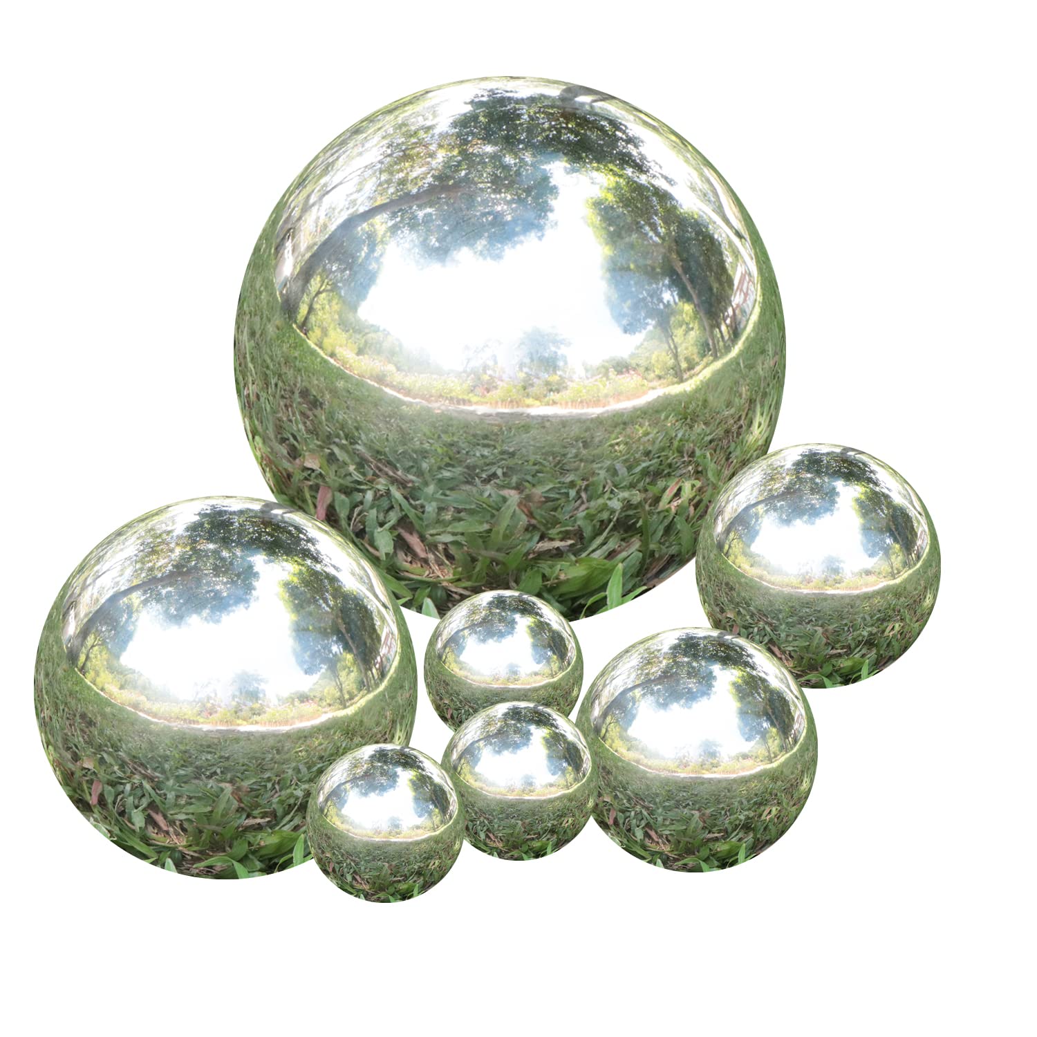 Kesywale Decorative Gazing Ball Set, 7Pcs 50-150 Mm Gazing Globe Mirror Ball Garden Spheres Centerpiece Balls For Home Outdoor D