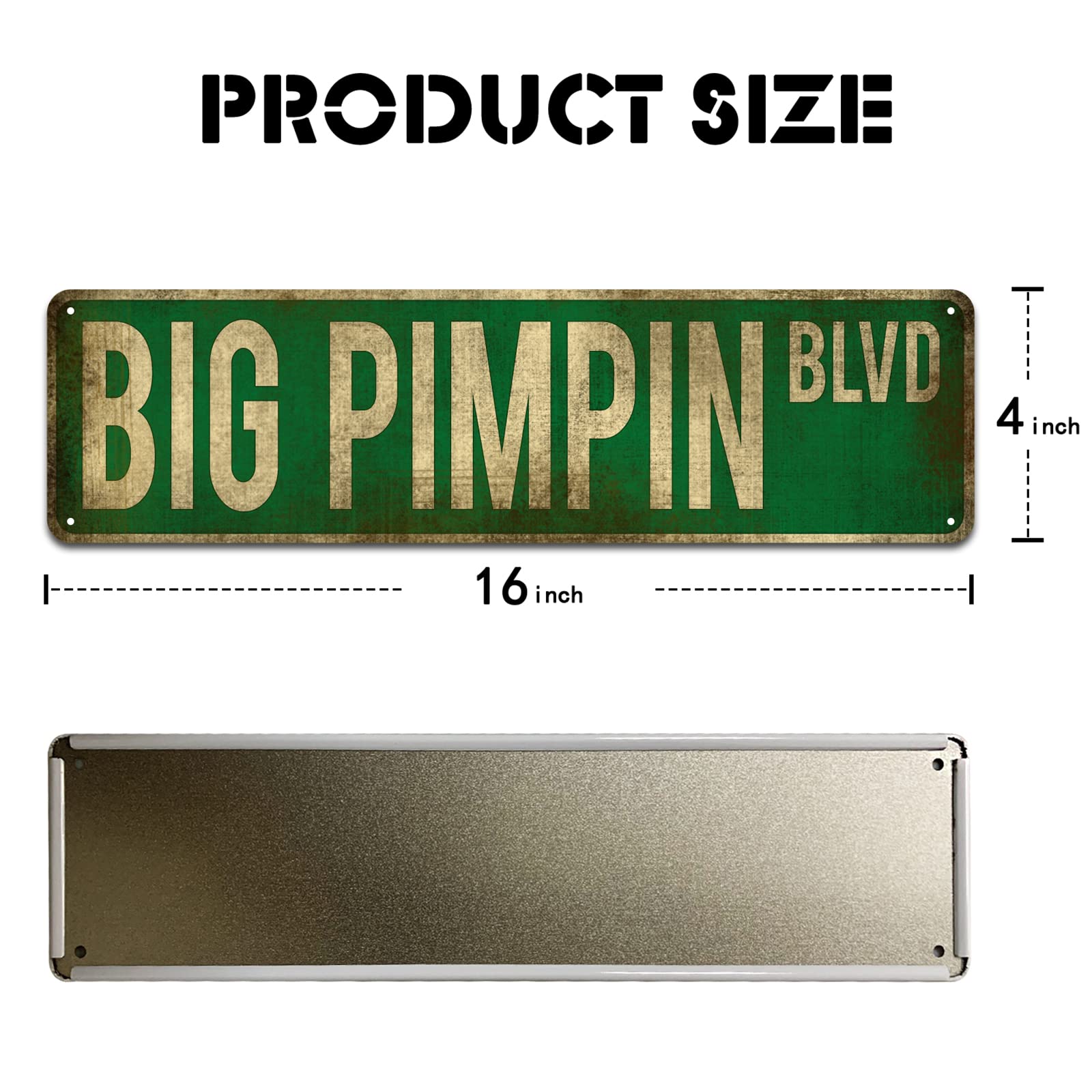Kooll Big Pimpin Blvd Street Sign, Aluminum Slim Tin Sign Street Funny Metal Sign Wall Decor For Bedroom Home Bar Garage Art Gif
