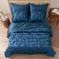 Mr&Hm Satin Comforter California King 7 Pieces Teal - Luxurious Pinch Pleat Bedding Set With Comforter, Flat Sheet, Fitted Sheet