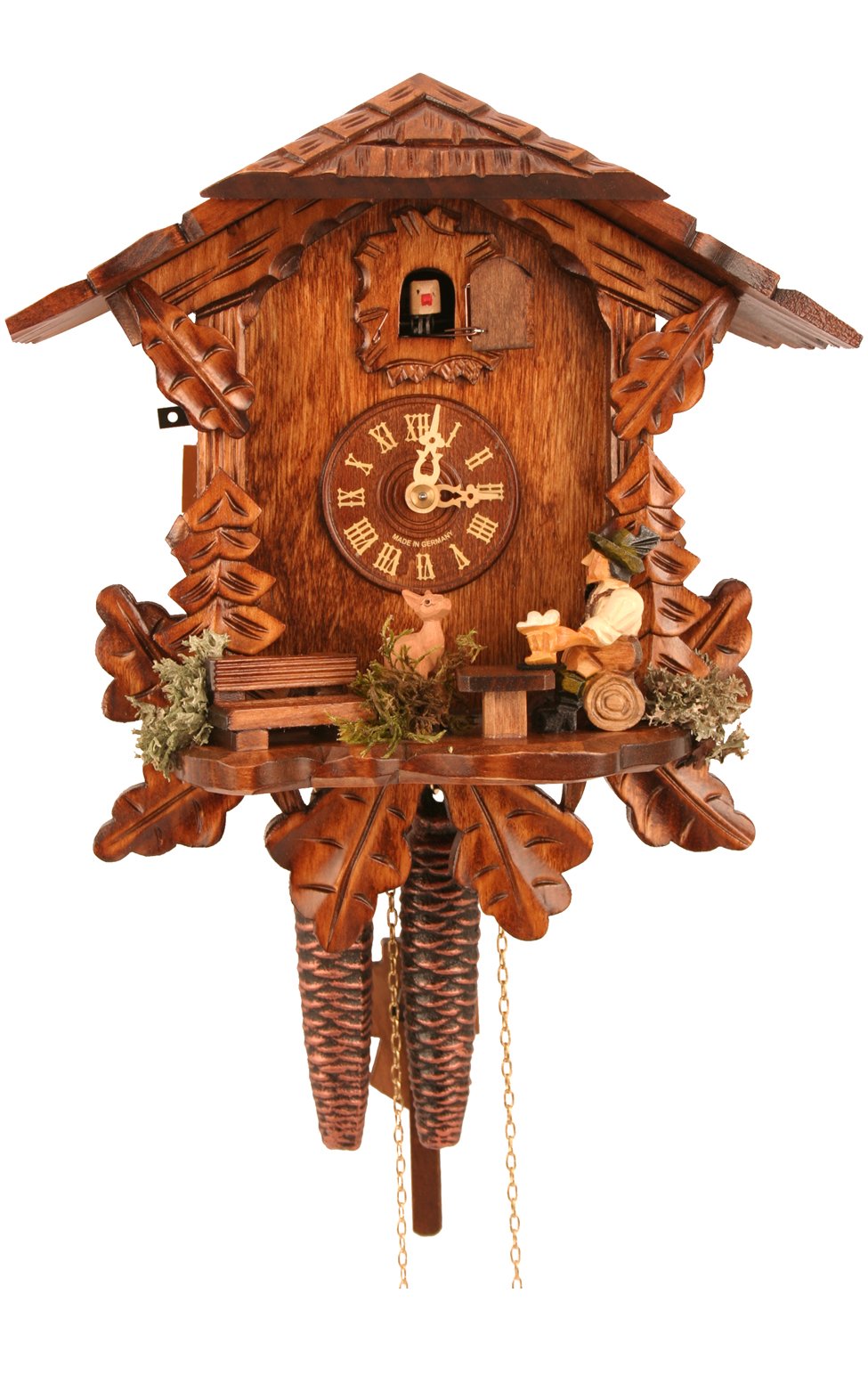 Alexander Taron Importer 434 Engstler Weight-Driven Cuckoo Clock-Full Size-10.5&quot; H X 9.75&quot; W X 6.25&quot;, Brown