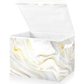 SUABO Gold White Marble Art Storage Bin with Lid Large Oxford Cloth Storage Boxes Foldable Home Cube Baskets Closet Organizers f