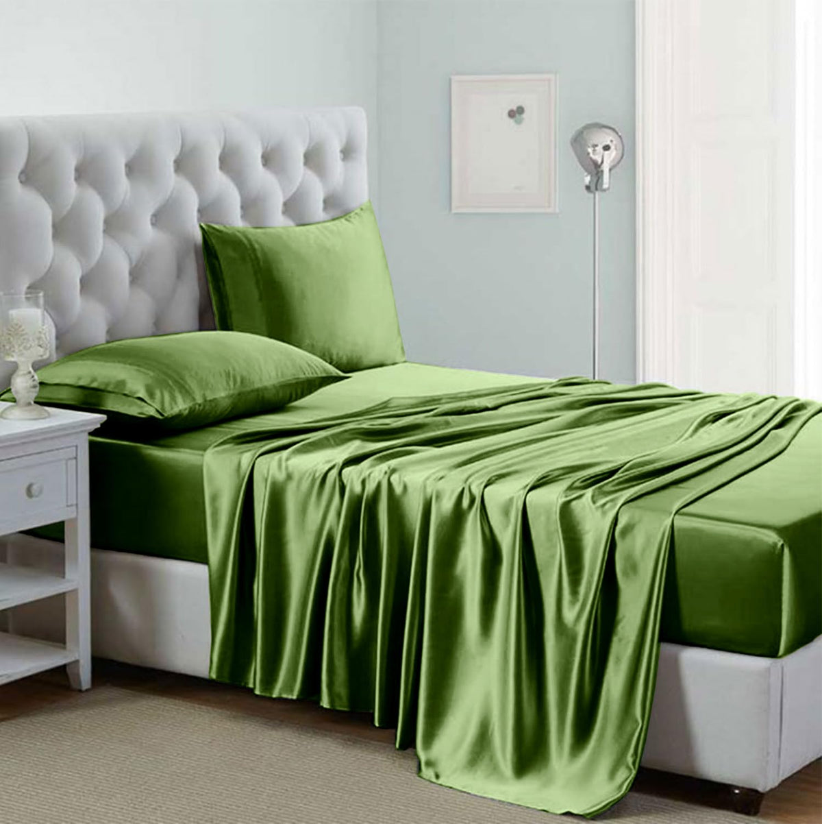 Lanest Housing Silk Satin Sheets, King Size Satin Bed Sheet Set With Deep Pockets, Cooling Soft And Hypoallergenic Satin Sheets