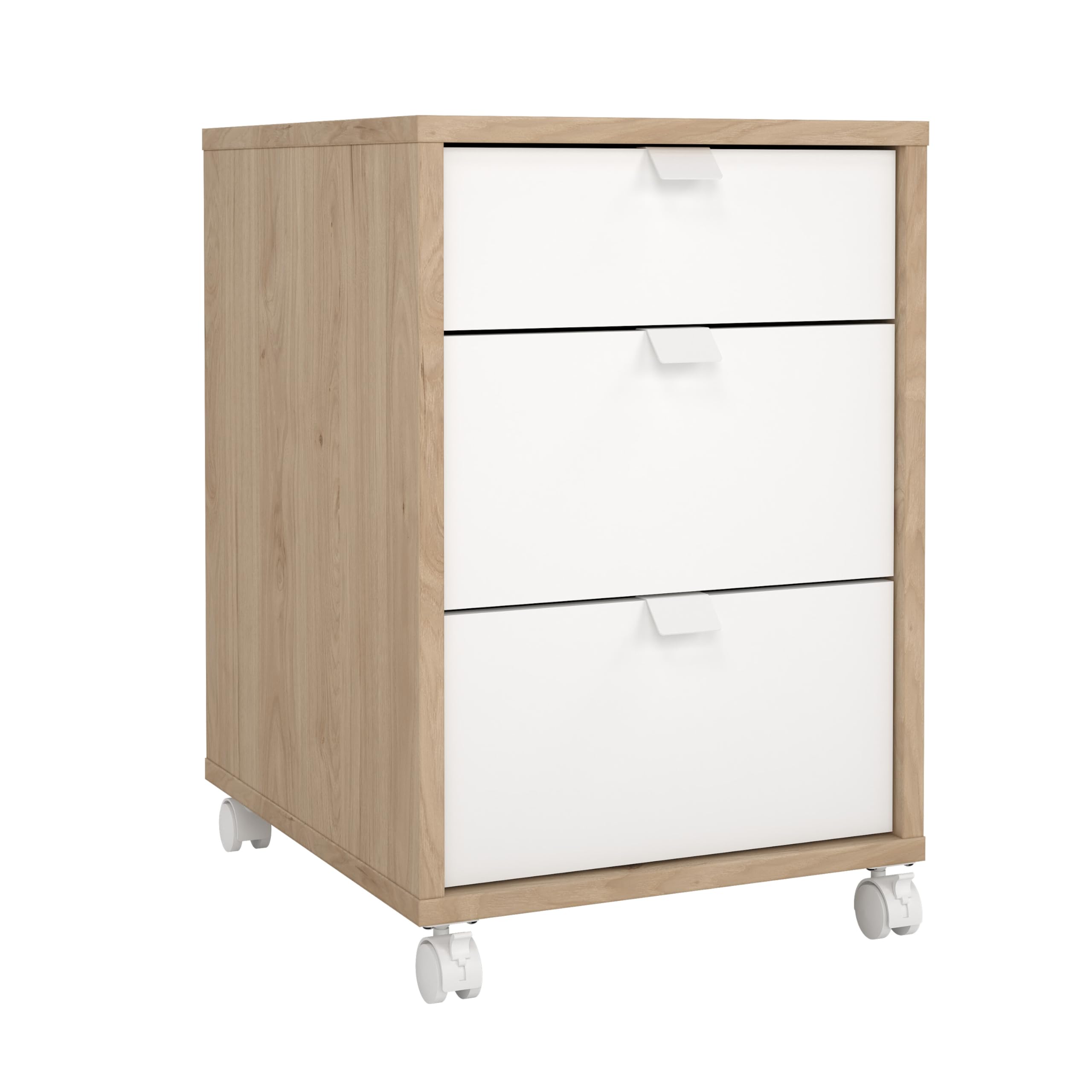 Sign 3 Drawer Mobile Cabinet, Jackson Hickory/White