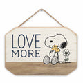 Open Road Brands Peanuts Snoopy Love More Hanging Wood Wall Decor - Cute Snoopy and Woodstock Sign for Home Decorating