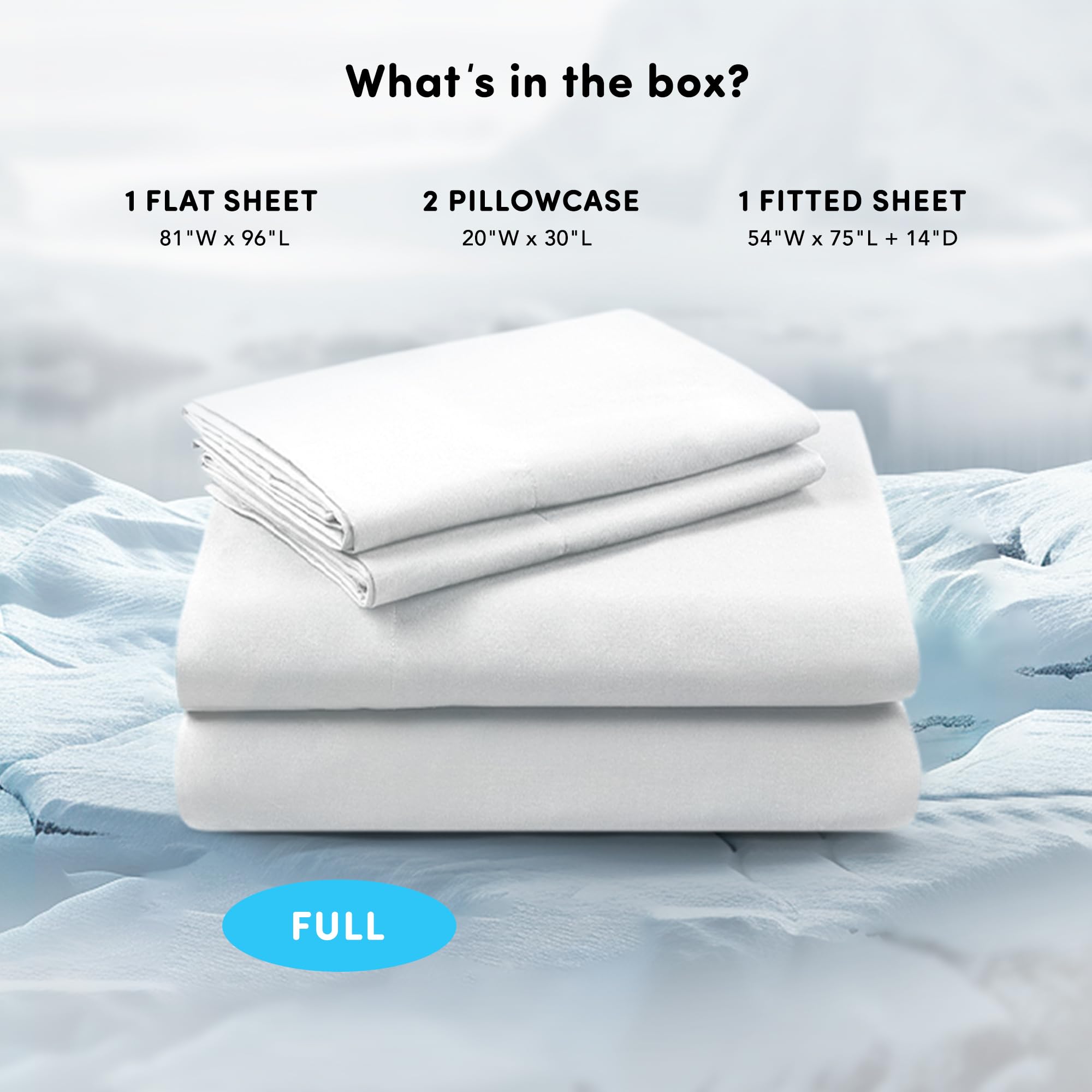 Comfort Spaces Coolmax Moisture Wicking Sheet Set Soft, Fade Resistant, All Elastic Deep Pocket Fits Up To 16' Mattress - Warm Weather Cooling Sheets For Night Sweats, Full, White, 4 Piece