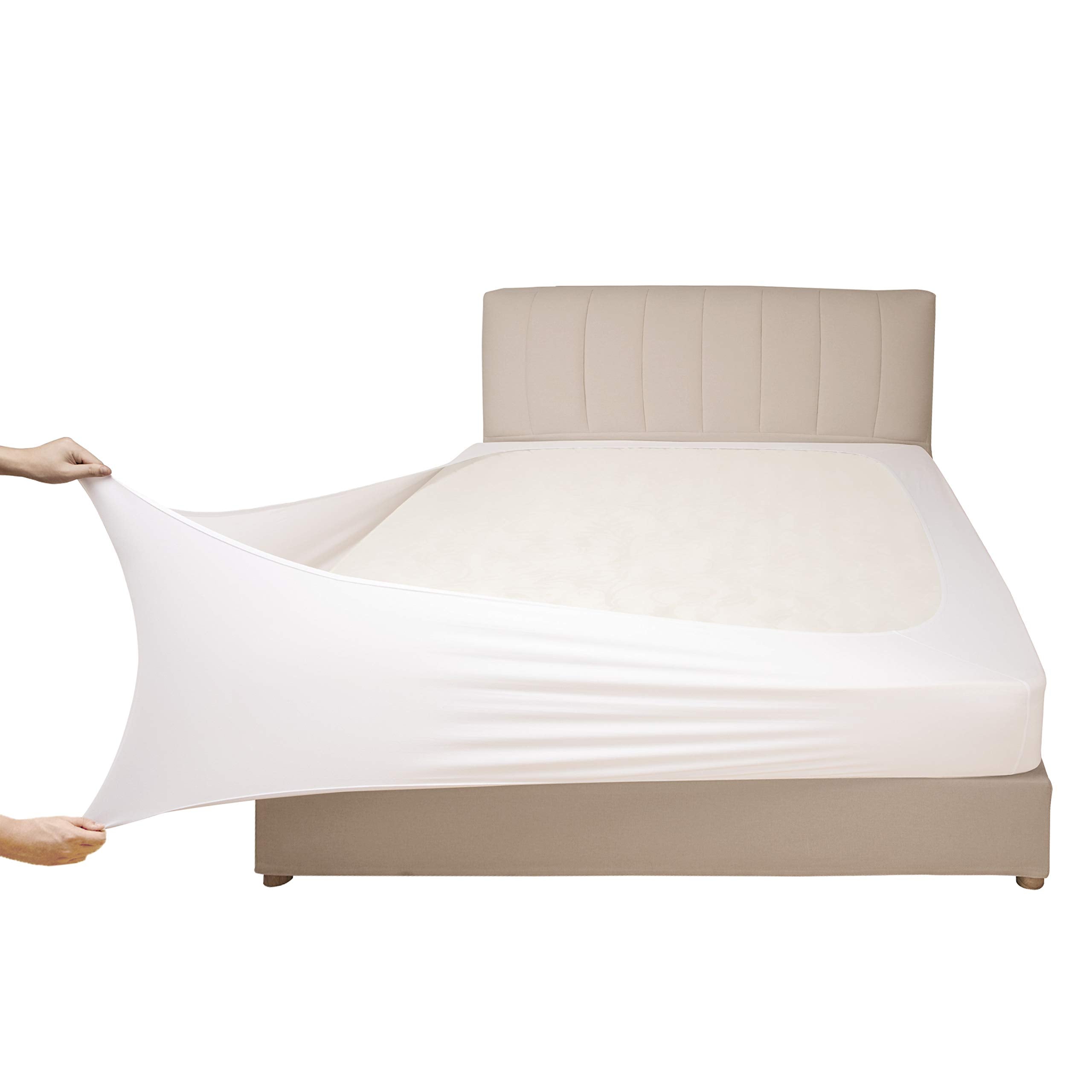 Mrs Awesome Stretch Jersey Box Spring Cover Wrap Around, Bed Skirt Alternative, Ultra Soft & Wrinkle Resistant, Full/Full Xl, Wh