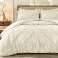 Wolki Queen Size Comforter Set Cream, 3 Pieces Bed Lightweight Solid Bedding Comforters Sets, All Season Fluffy Down Alternative