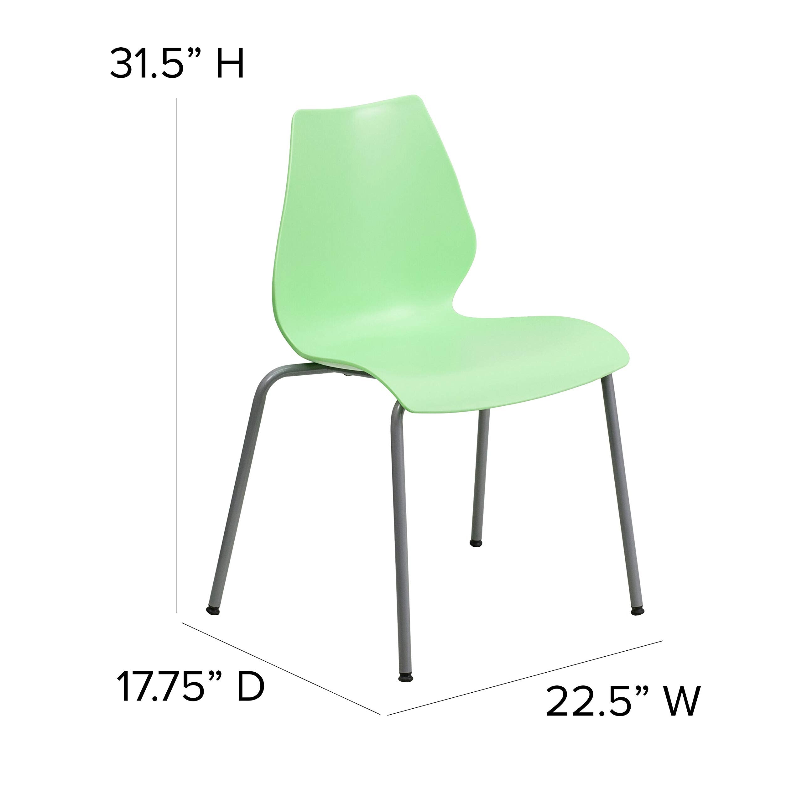Flash Furniture HERCULES Series 770 lb. Capacity Green Stack Chair with Lumbar Support and Silver Frame