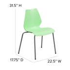 Flash Furniture HERCULES Series 770 lb. Capacity Green Stack Chair with Lumbar Support and Silver Frame