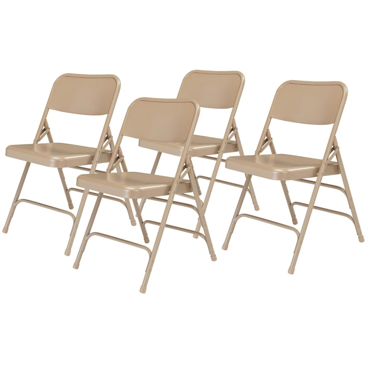 Steel Portable Folding Chairs By National Public Seating – 300 Series Premium Heavy-Duty Foldable Chairs For Indoor & Outdoor, Set Of 4 – Comfortable, Durable, Institutional-Grade, Beige