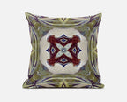 HomeRoots Muted Green Cream Magenta 18â€ Green Brown Geo Tribal Suede Throw Pillow