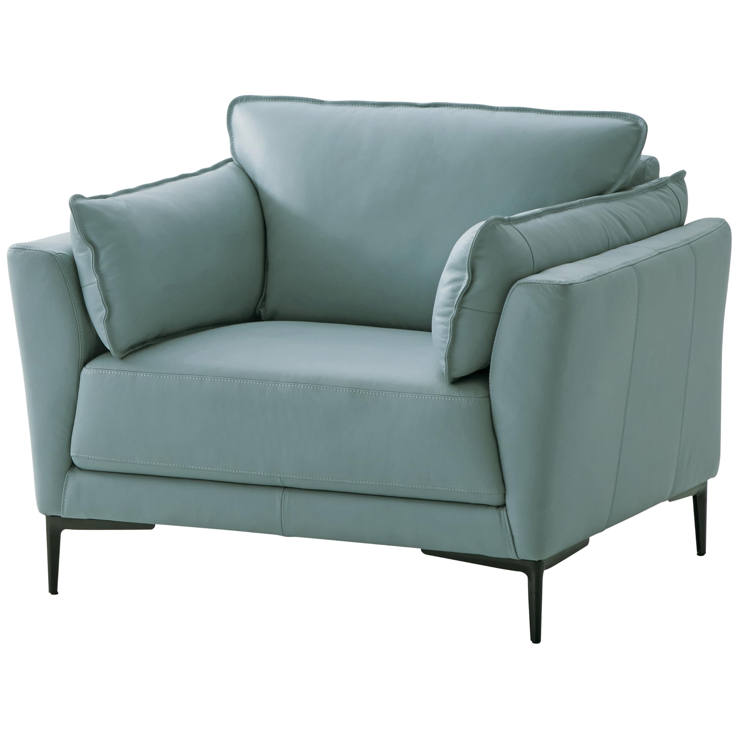 Acme Mesut Leather Upholstered Chair in Light Blue and Black
