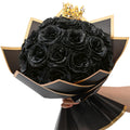 Waipfaru Black Glitter Roses Bouquet, DIY Fake Flowers Bouquet, Everlasting Shiny Artificial Rose Bouquet for Valentine's Day, A