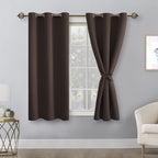 Hiasan Blackout Curtains For Bedroom - Thermal Insulated & Light Blocking Window Curtains For Living Room, 2 Drape Panels Sewn With Tiebacks, Brown, 38 X 54 Inch