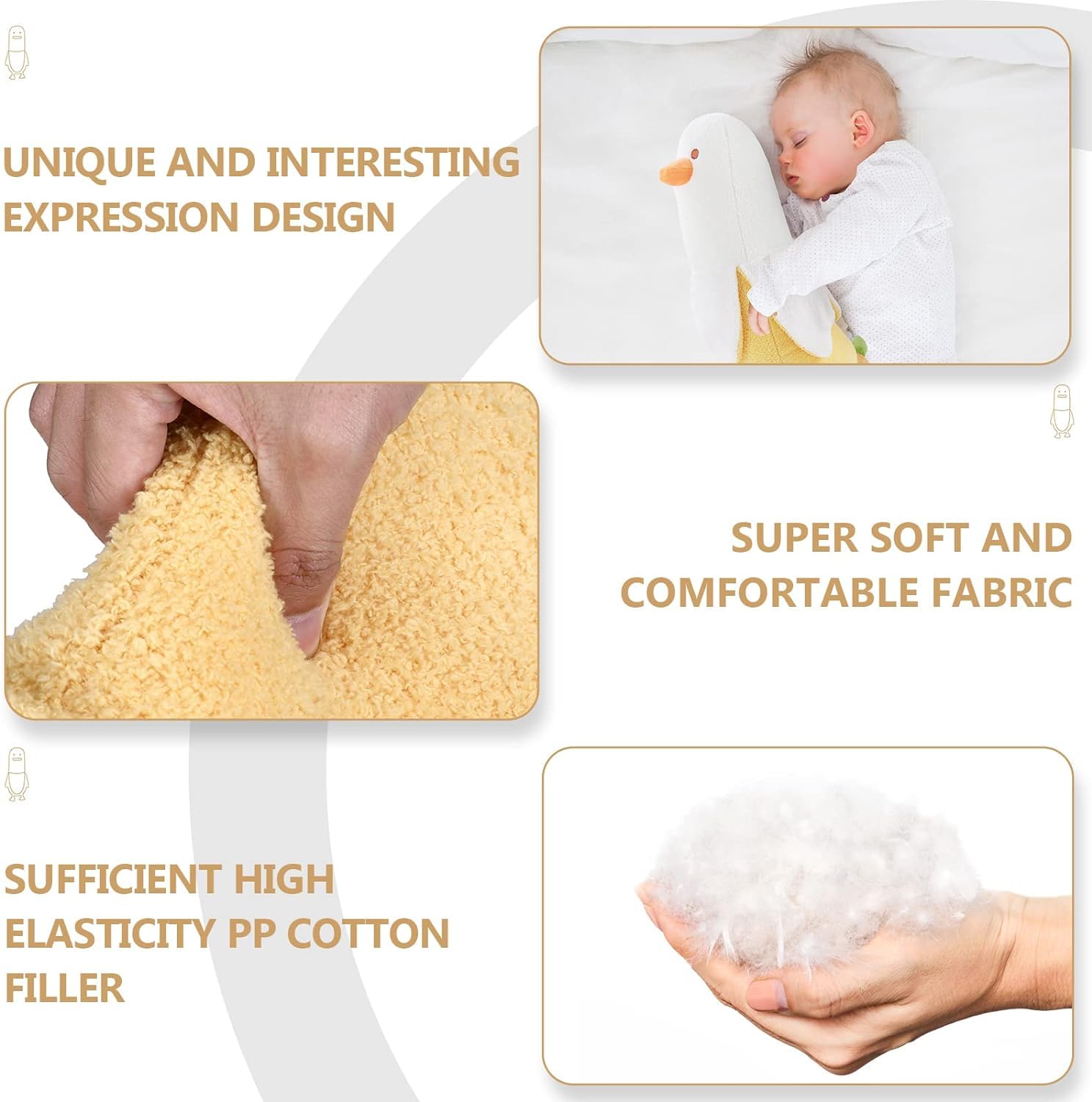 Banana Duck Plush Toy-12' Weighted Duck Stuffed Animals, Elastic Duck Plush Stuffed Animals Banana Plushie Hugging Pillow, Thro