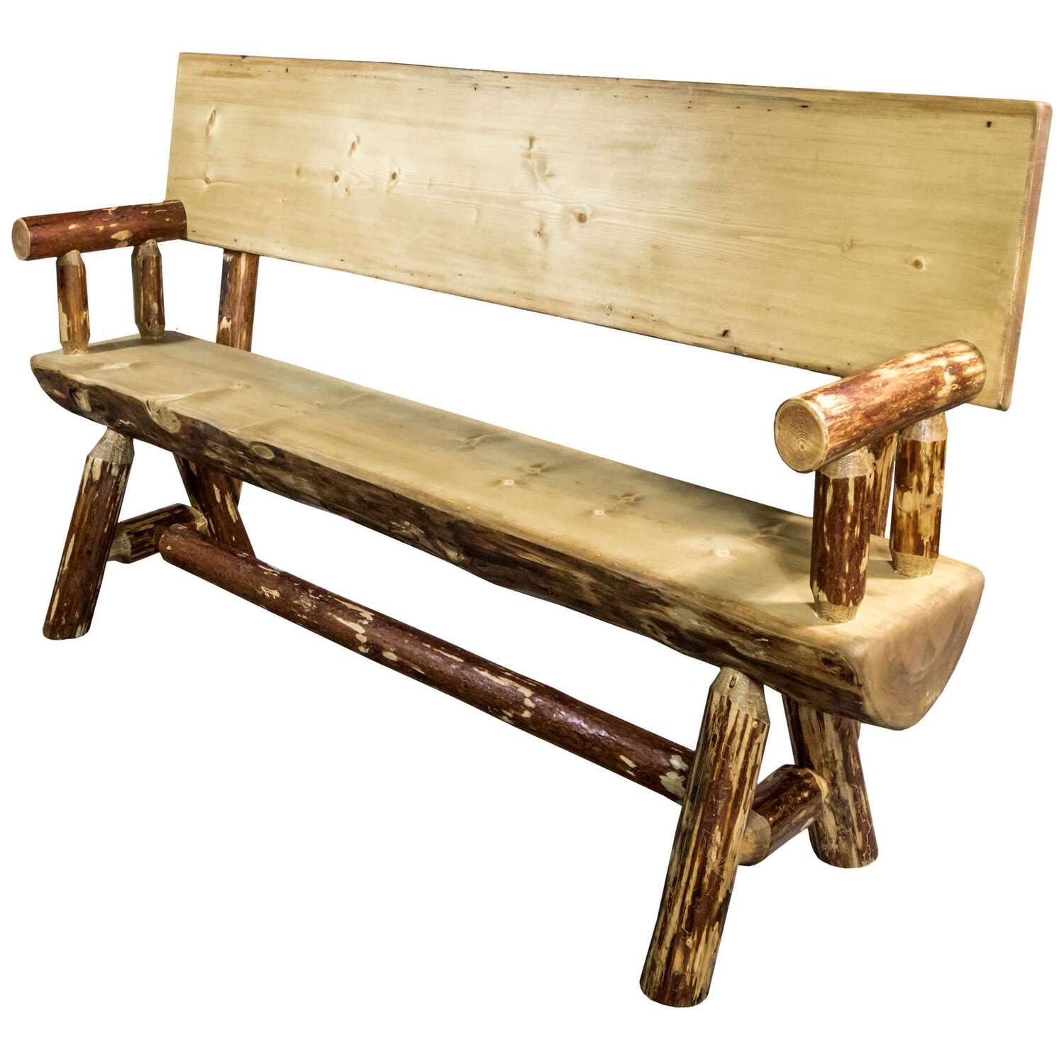 Montana Woodworks Glacier Country Collection Wood Log Bench, 5 Foot, Exterior Stain Finish