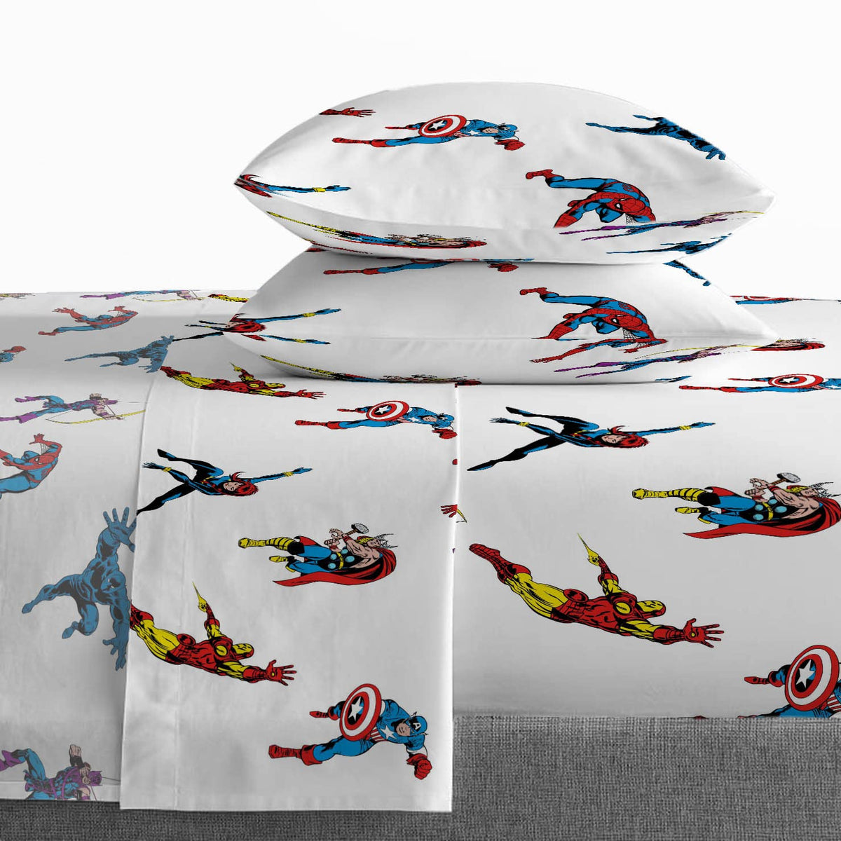 Saturday Park Marvel Comics Avengers Invincible Full Sheet Set - 4 Piece 100% Organic Cotton Sheets - Gots & Oeko-Tex Certified