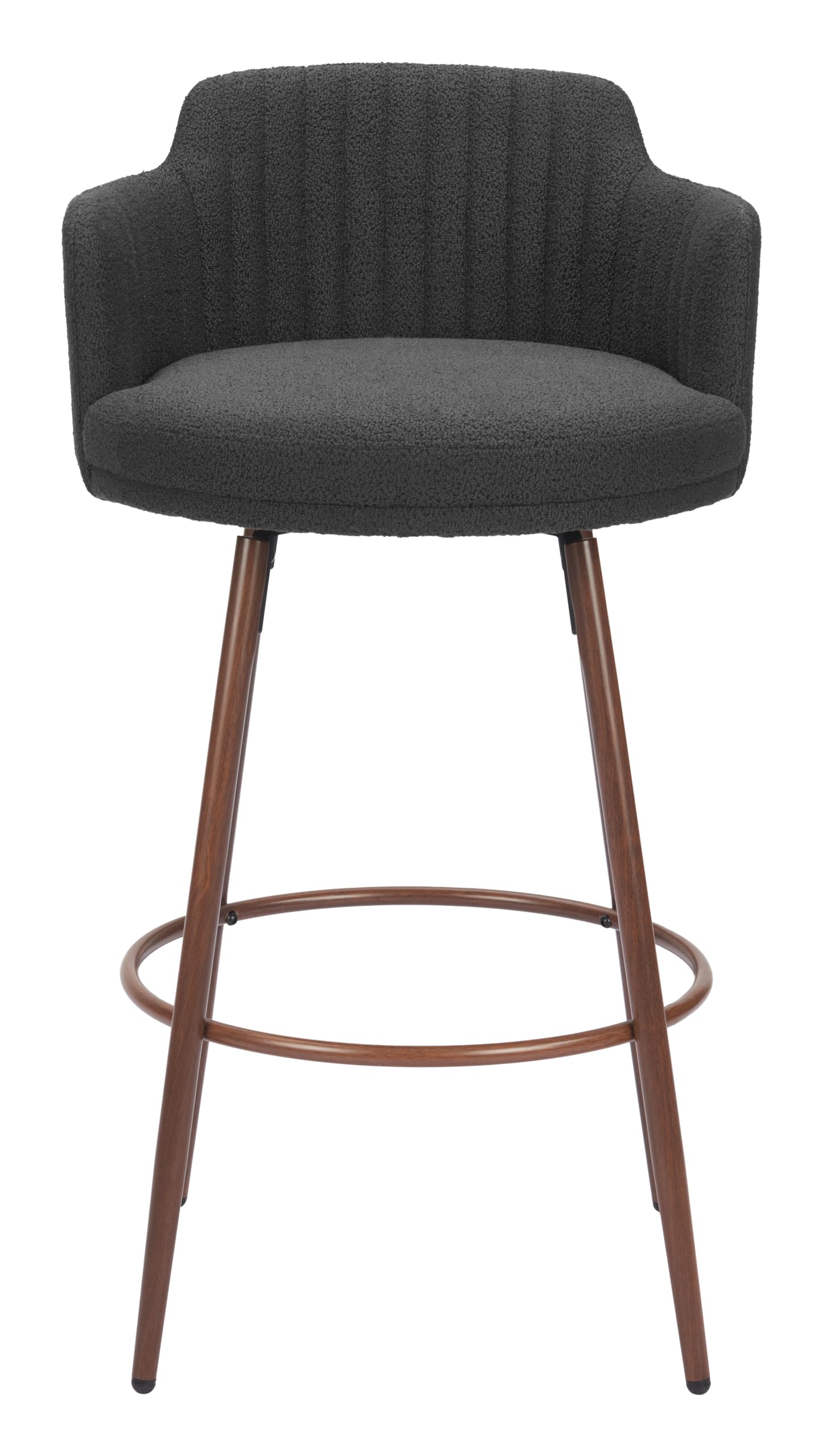 Zuo Kono Swivel Barstool (Set of 2) Black & Walnut