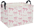 DDBASKET Kids Basket Pink Baskets Girls Basket Rectangular Cute Storage Bin for Room Decor(Pink bownot)
