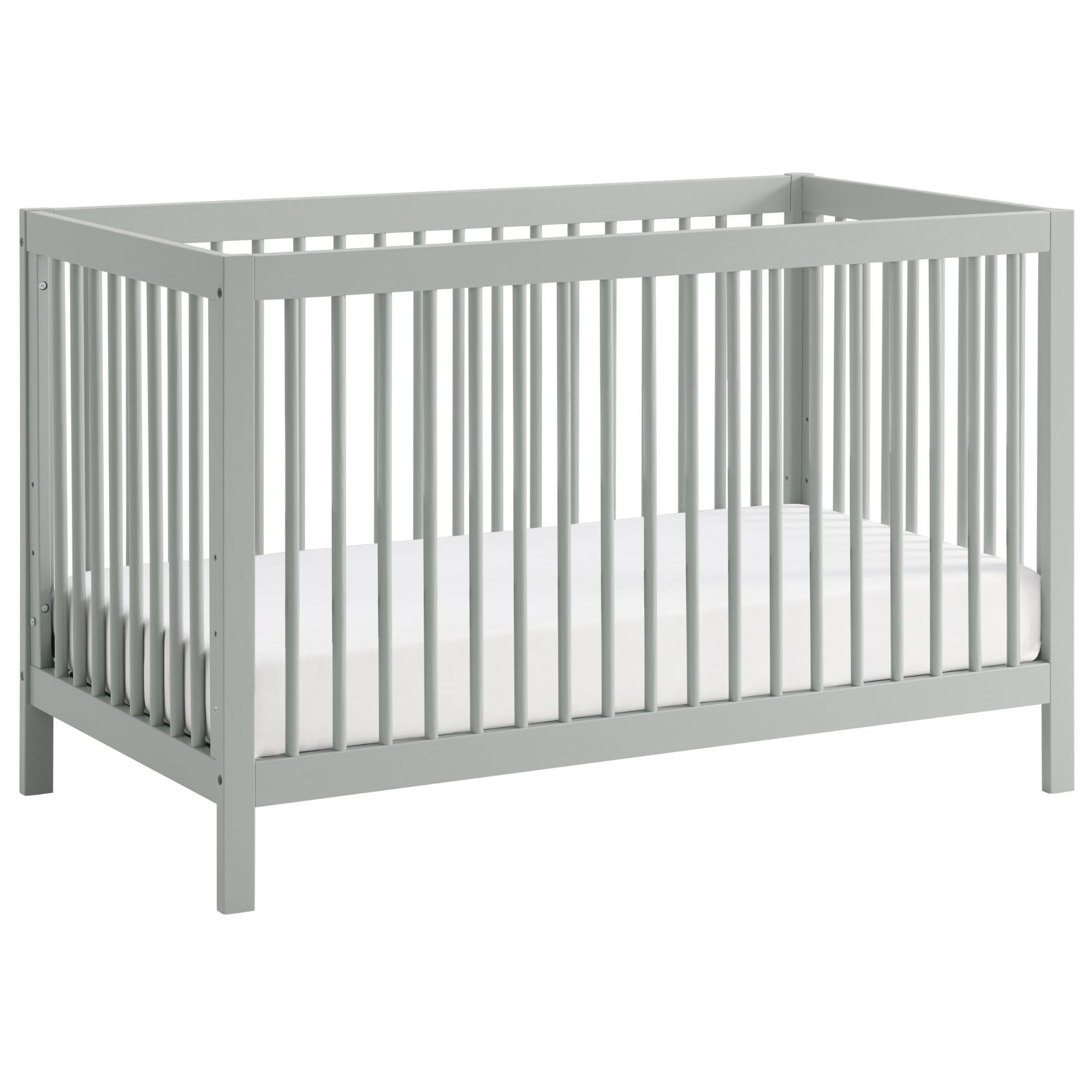 Oxford Baby Essentials Island Full Size 4-In-1 Convertible Baby Crib With Round Spindles, Gray
