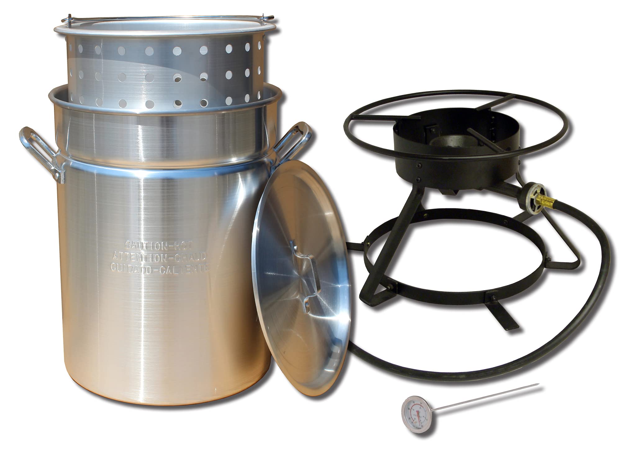 King Kooker 5012 Portable Propane Outdoor Boiling And Steaming Cooker Package With 50-Quart Aluminum Pot And Steaming Basket