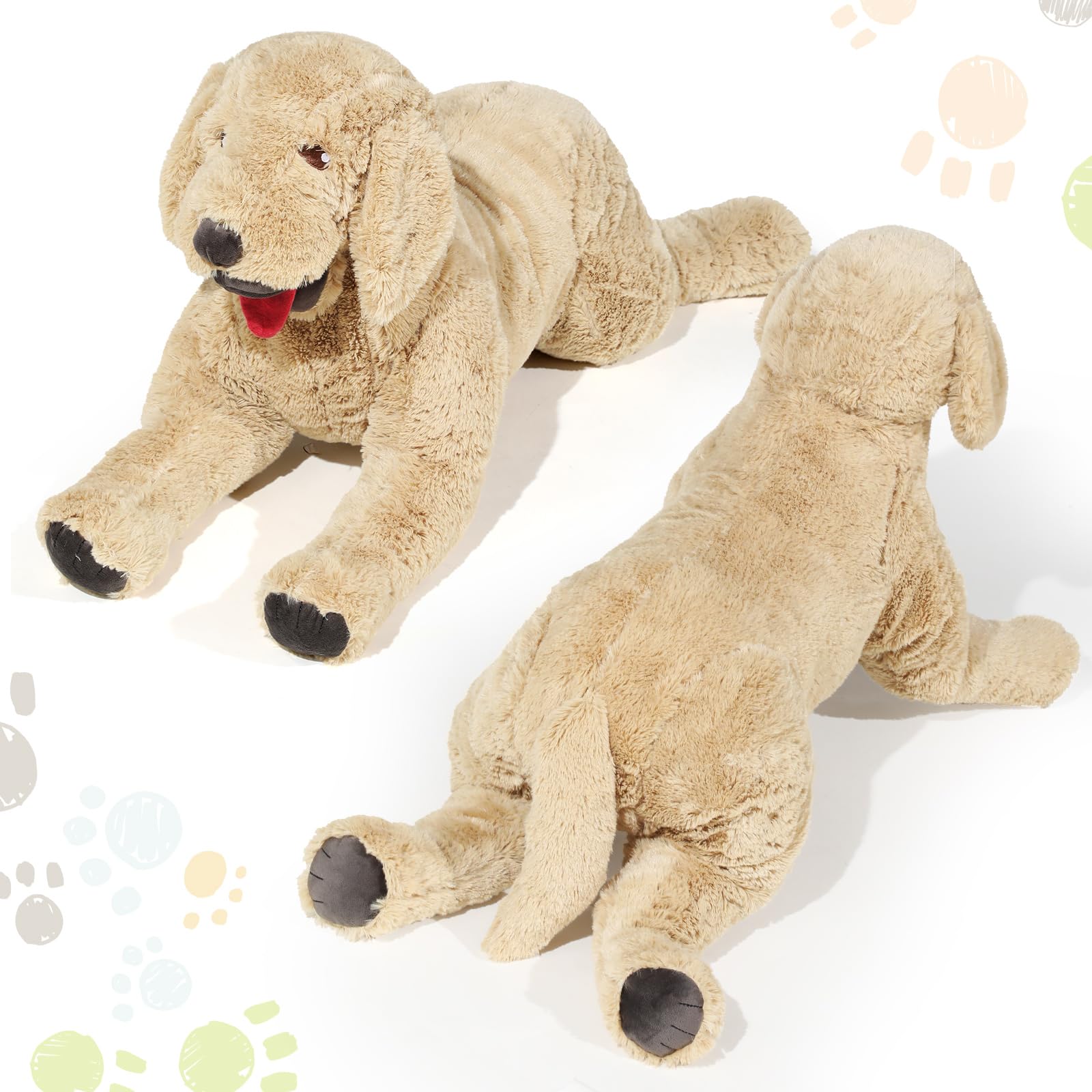 Geosar Giant Dog Stuffed Animals Fluffy Labrador Large Stuffed Dog Hugging Toy Big Cuddly Plush Body Pillow Gifts For Adult Kids