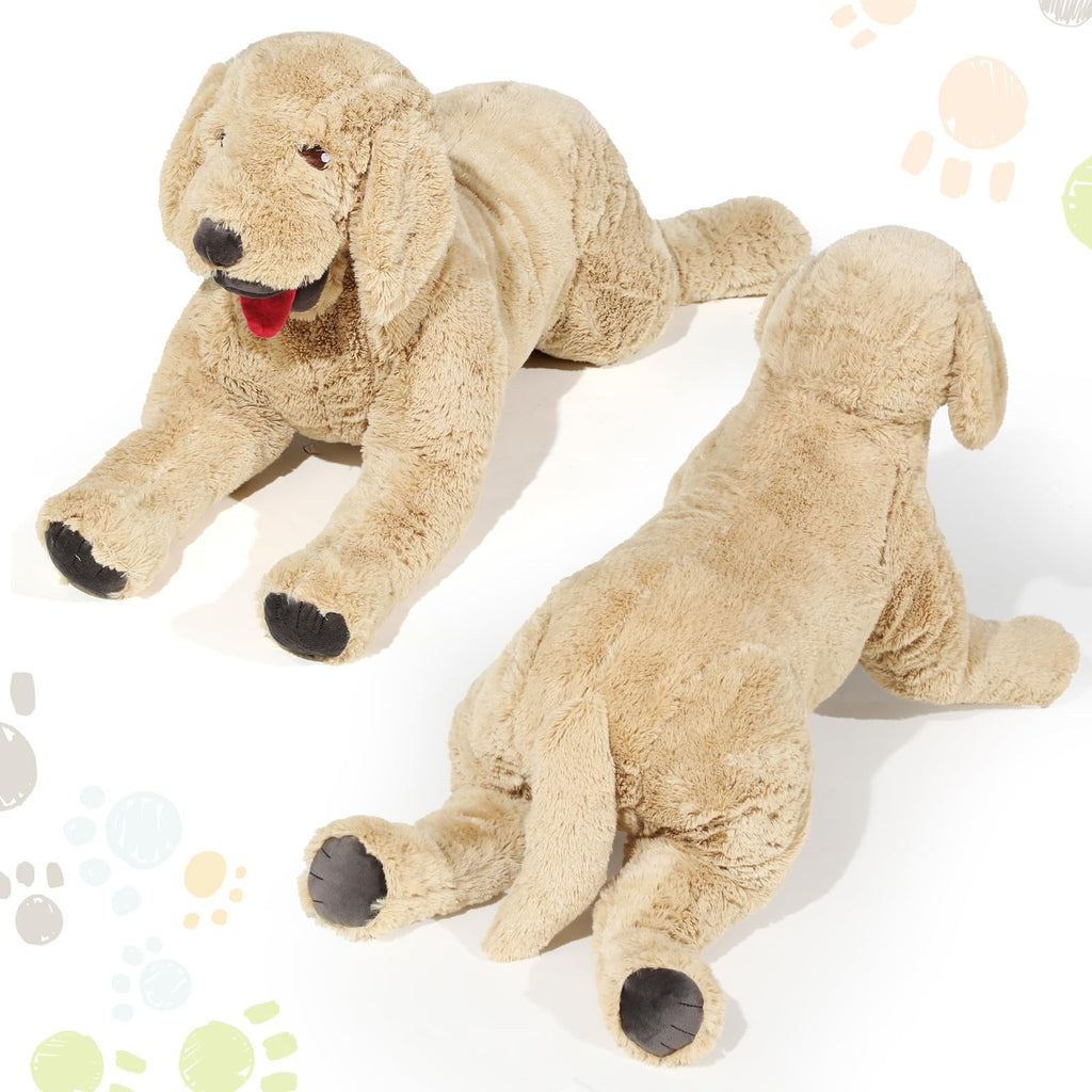 Geosar Giant Dog Stuffed Animals Fluffy Labrador Large Stuffed Dog Hugging Toy Big Cuddly Plush Body Pillow Gifts For Adult Kids