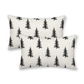 Cxmeifly Christmas Pillow Covers 12X20 Inch Set Of 2 Cream Black Christmas Tree Decor Throw Pillows Winter Xmas Holiday Outdoor