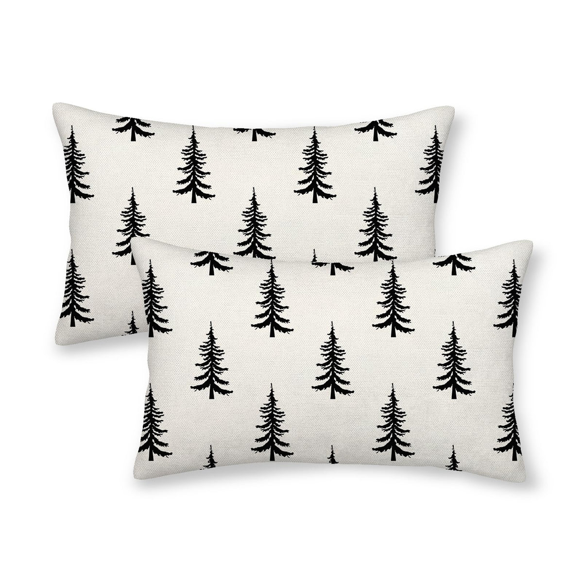Cxmeifly Christmas Pillow Covers 12X20 Inch Set Of 2 Cream Black Christmas Tree Decor Throw Pillows Winter Xmas Holiday Outdoor