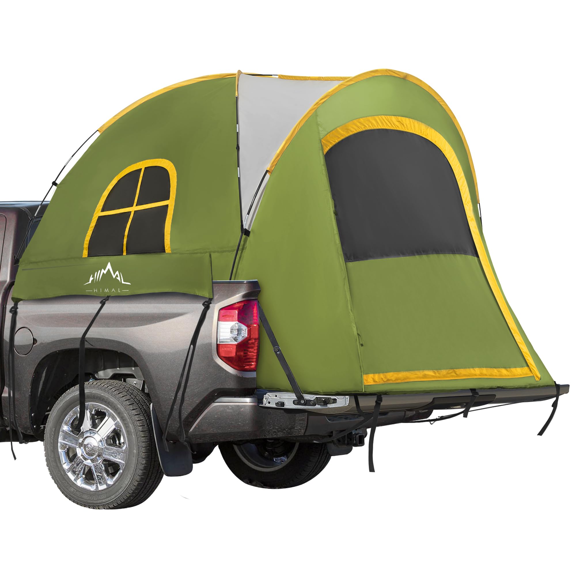 GoHimal Pickup Truck Tent, Waterproof PU2000mm Double Layer for 5.5-6.0 FT Truck Bed, Portable Bed Tent for Camping, Green