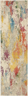 Nourison Celestial Abstract Ivory/Multicolor 2' X 6' Area Rug, Easy Cleaning, Non Shedding, Bed Room, Living Room, Dining Room,