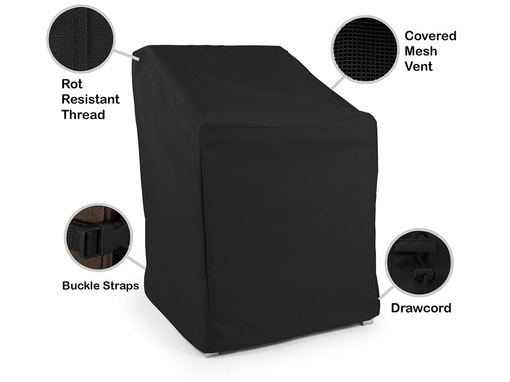 Covermates Outdoor Chair Cover - Heavy-Duty Polyester, Weather Resistant, Drawcord Hem, Seating And Chair Covers, 25W X 28D X 36H, Ripstop Black