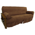 Blazing Needles Solid Microsuede Double Corded 8 Inch  To 9 Inch  Futon Slipcover Set With 2 Bolster Pillows (Set Of 3), Full, Chocolate