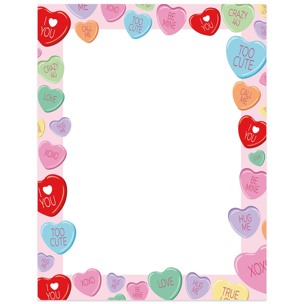 Whaline Valentine's Day Stationery Paper Conversation Heart Letterhead 8.5 x 11 Inches White 80 Sheets