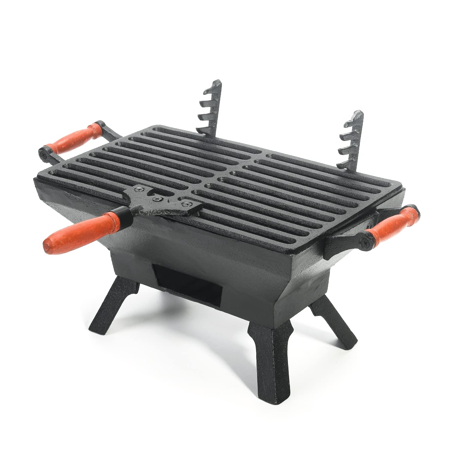 Sungmor Small Cast Iron Charcoal Grill Stove W/ 12' X 6.8' Gridiron, Heavy Duty Tabletop Bbq Grill, Balcony Yard Outdoor Hibac