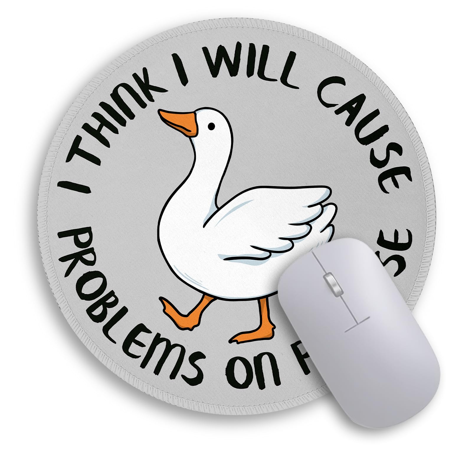 Immaturus Funny Duck Mouse Pad, Cute Small Mouse Pads For Desk, Round Travel Mousepad For Wireless Mouse Gaming Work Laptop, Min