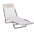 Outsunny Folding Chaise Lounge Chair, Pool Sun Tanning Chair, Outdoor Lounge Chair With Reclining Back, Breathable Mesh Seat, Headrest For Beach, Yard, Patio, Cream White