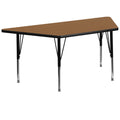 Flash Furniture Wren 29''W x 57''L Trapezoid Oak Thermal Laminate Activity Table - Height Adjustable Short Legs
