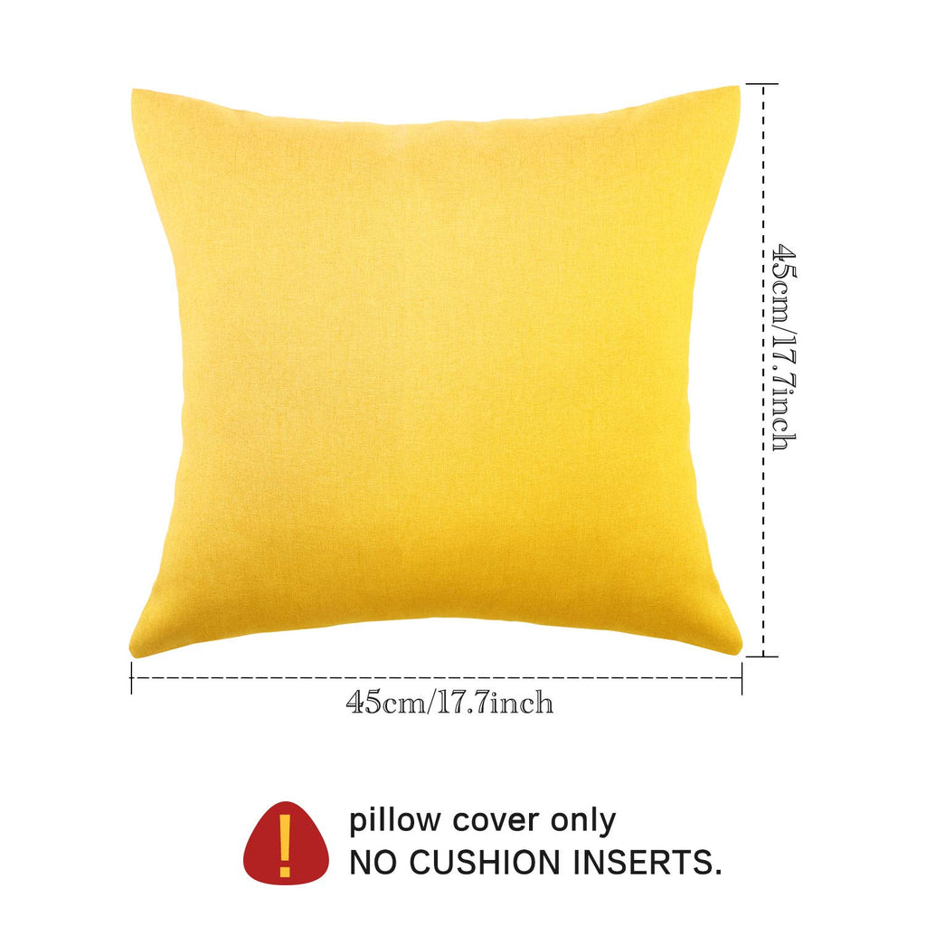 Boao 4 Pack Decorative Outdoor Waterproof Throw Pillow Covers, Square Patio Balcony Garden Waterproof Cushion Case, Pu Coating Pillow Shell For Couch,Bed, Patio, Sofa,Tent,18 X 18 Inch(Bright Yellow)