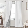 Koufall White Back Tab Linen Blackout Curtains 92 Inches Long