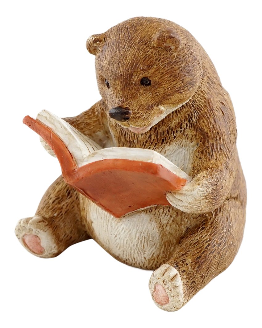 Top Collection Miniature Fairy Garden And Terrarium Baby Bear Reading Statue