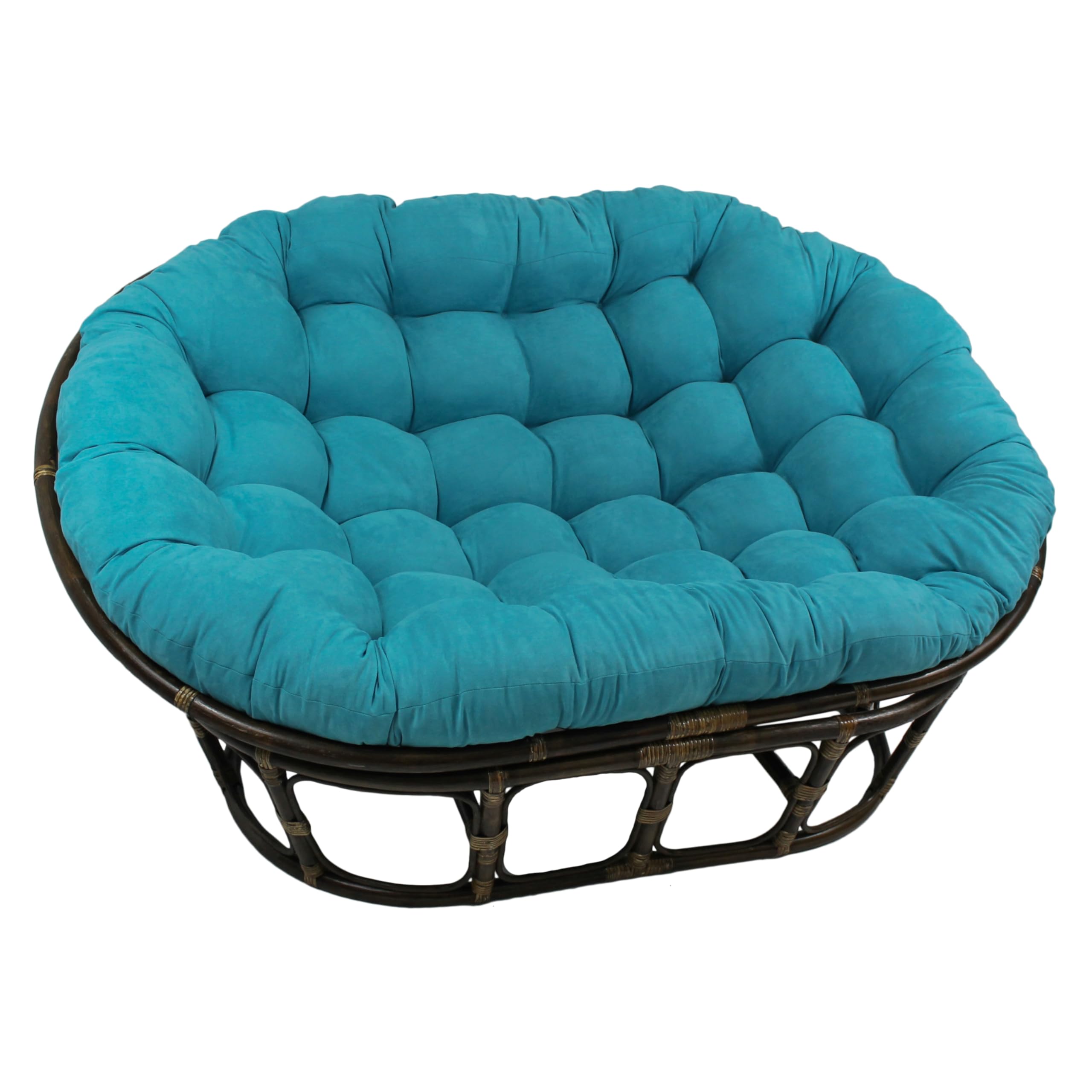 Papasans Unlimited Rattan Double Papasan Chair With Microsuede Cushion (Aqua Blue)