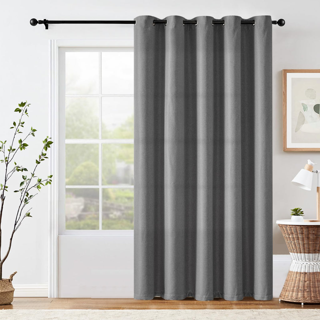 Jinchan Blackout Curtain 90 Inch Length Light Grey Curtain For Bedroom Living Room Curtain 1 Panel Texture Curtain Grommet Top Window Drape 72 Inches Wide By 90 Inches Long Gray